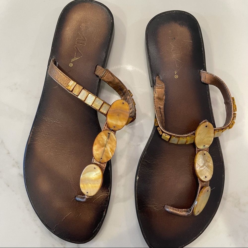 MIA brown & yellow beaded leather sandal - Picture 7 of 14